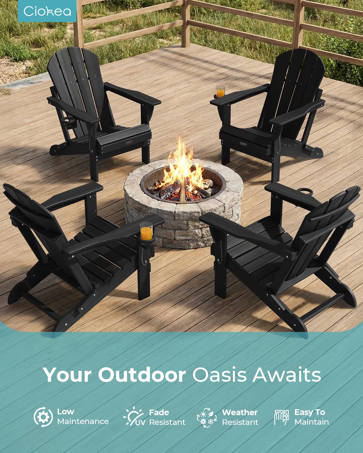 Amazon.com : Ciokea Folding Adirondack Chair Wood Texture for